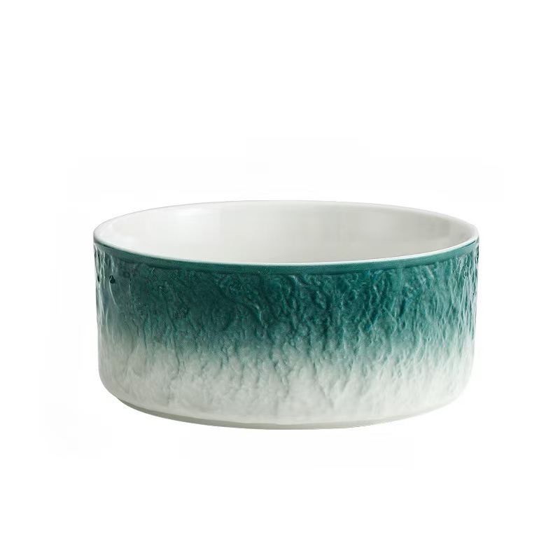 Ceramic Dog Cat Bowl with Wood Stand for Food and Water Elevated Raised Cat Food Bowls