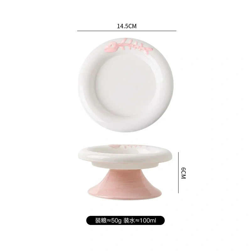 High Low Foot Ceramic Pet Bowl Flower Shape Design Anti Overturning Shallow Feeder for Dog Cat Accessories