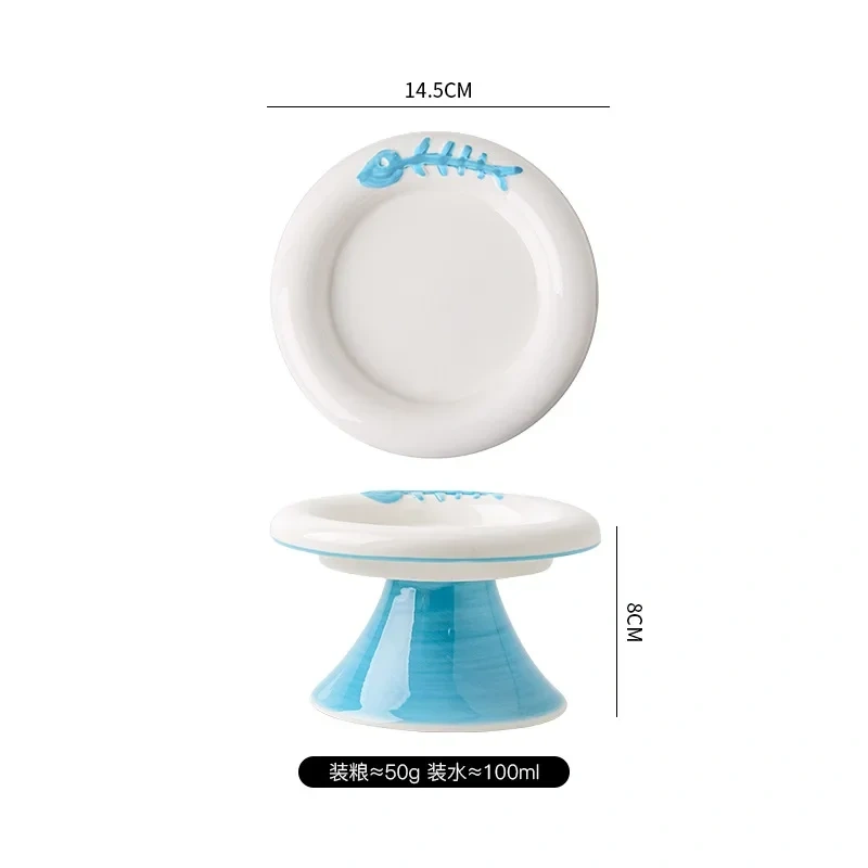 High Low Foot Ceramic Pet Bowl Flower Shape Design Anti Overturning Shallow Feeder for Dog Cat Accessories