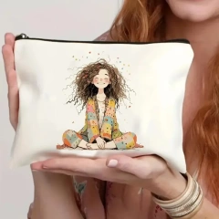 Cat, Strawberry Girl, Friendship Pattern, Travel Supplies Bag, Waterproof Polyester Zipper Bag, Cosmetics, Accessories