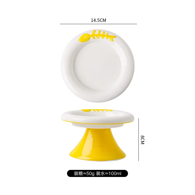 High Low Foot Ceramic Pet Bowl Flower Shape Design Anti Overturning Shallow Feeder for Dog Cat Accessories