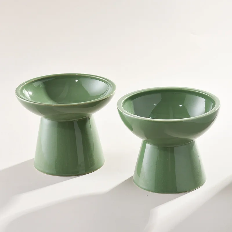 Wholesale Ceramic Cat Bowl Protect Cervical Spine Cat Food Feeder Dog Drinking Bowl High Foot Pet Ceramic Bowl