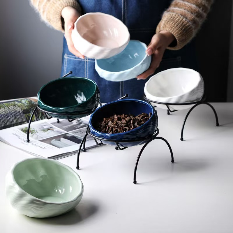 1Set Pet Ceramic Bowl Food Feeder