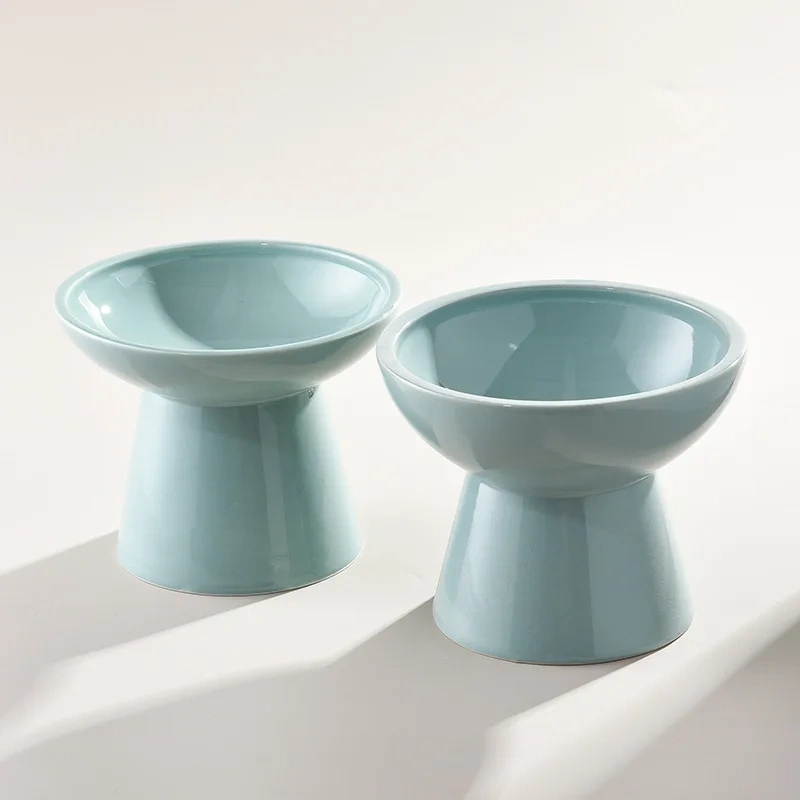 Wholesale Ceramic Cat Bowl Protect Cervical Spine Cat Food Feeder Dog Drinking Bowl High Foot Pet Ceramic Bowl
