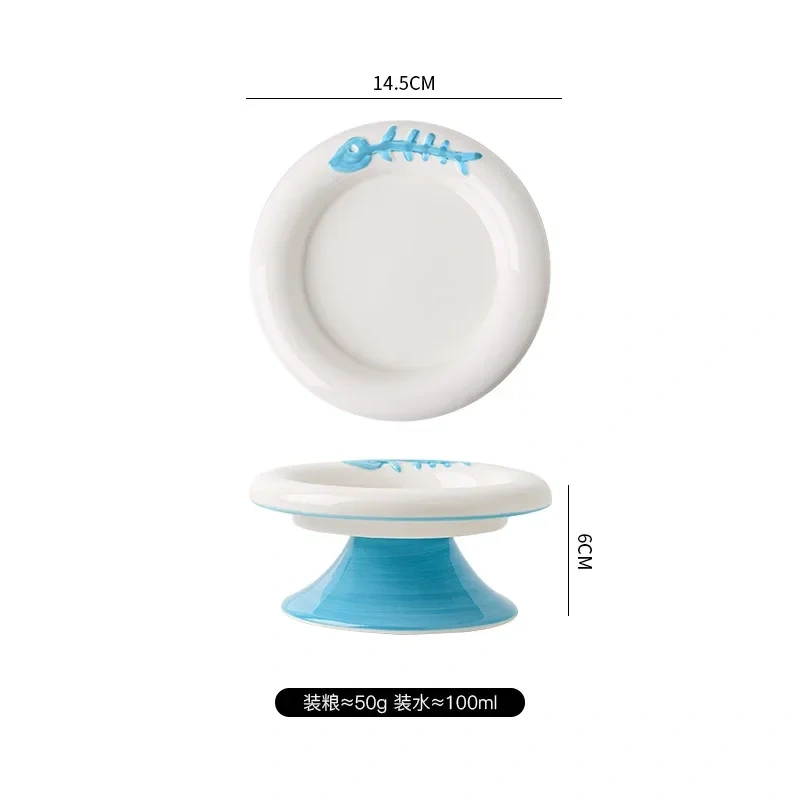 High Low Foot Ceramic Pet Bowl Flower Shape Design Anti Overturning Shallow Feeder for Dog Cat Accessories