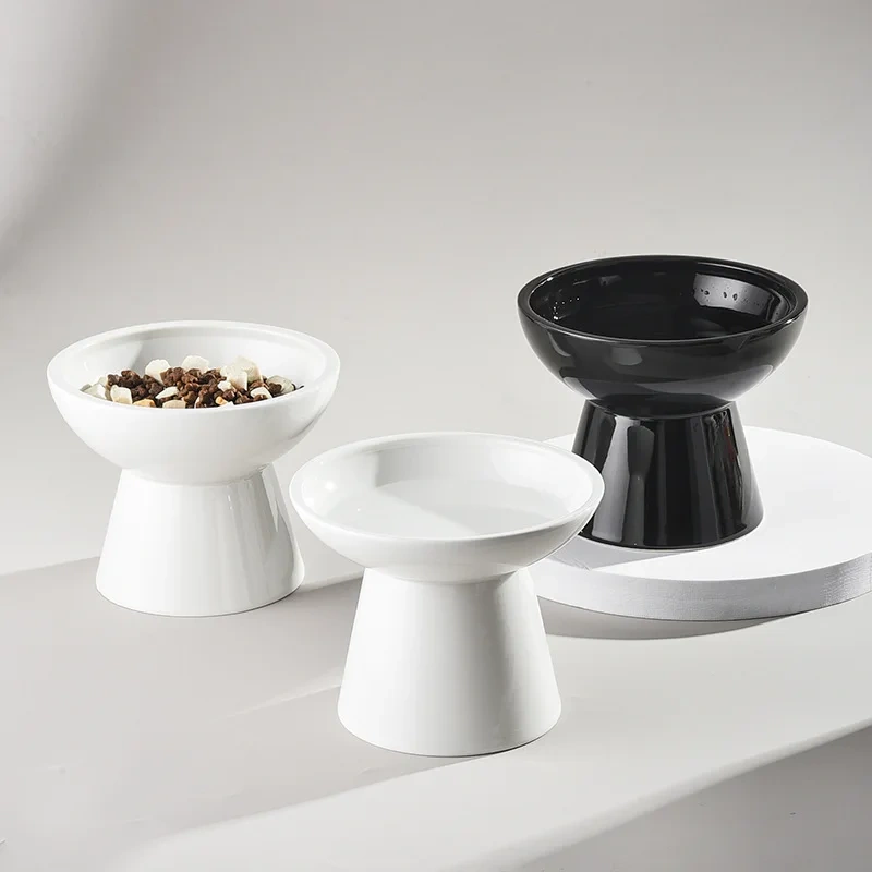 Wholesale Ceramic Cat Bowl Protect Cervical Spine Cat Food Feeder Dog Drinking Bowl High Foot Pet Ceramic Bowl