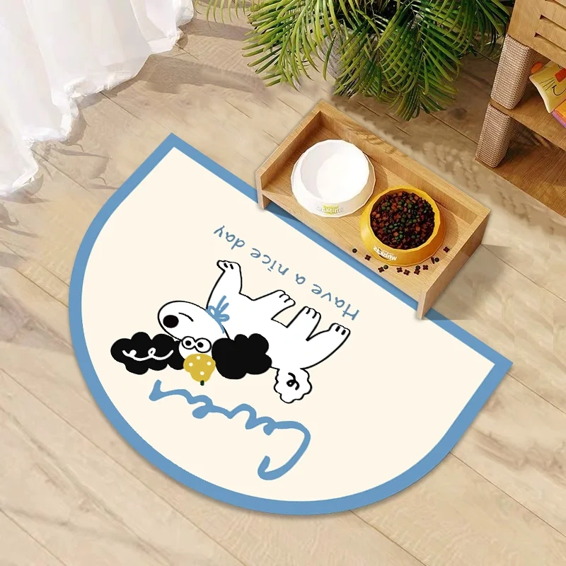 VIKAMA Semi-Circular Cute Cartoon Pet Anti-Dirt Mat-Waterproof, Oil-Resistant, Food-Proof, Quick-Drying, Easy To Clean