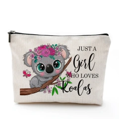 Cat, Strawberry Girl, Friendship Pattern, Travel Supplies Bag, Waterproof Polyester Zipper Bag, Cosmetics, Accessories