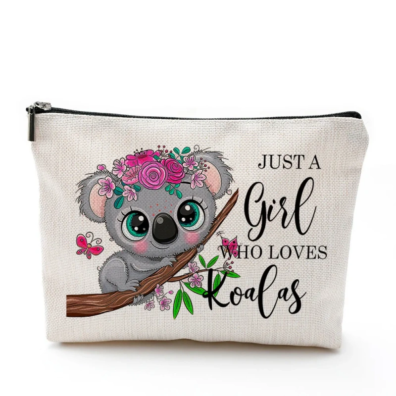 Cat, Strawberry Girl, Friendship Pattern, Travel Supplies Bag, Waterproof Polyester Zipper Bag, Cosmetics, Accessories