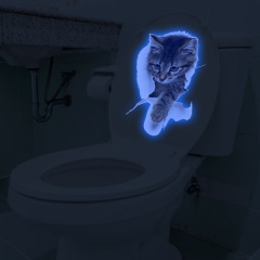 glow-in-the-dark stickers-Toilet Sticker Cute Cat Bathroom Toilet Cover Sticker Wall Stickers Animal Wc Accessories For Home Bathroom