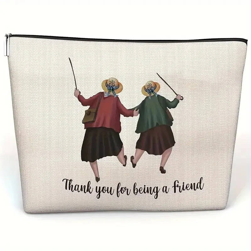 Cat, Strawberry Girl, Friendship Pattern, Travel Supplies Bag, Waterproof Polyester Zipper Bag, Cosmetics, Accessories