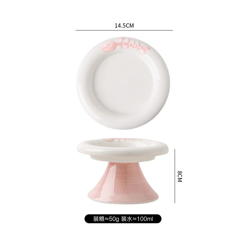 High Low Foot Ceramic Pet Bowl Flower Shape Design Anti Overturning Shallow Feeder for Dog Cat Accessories