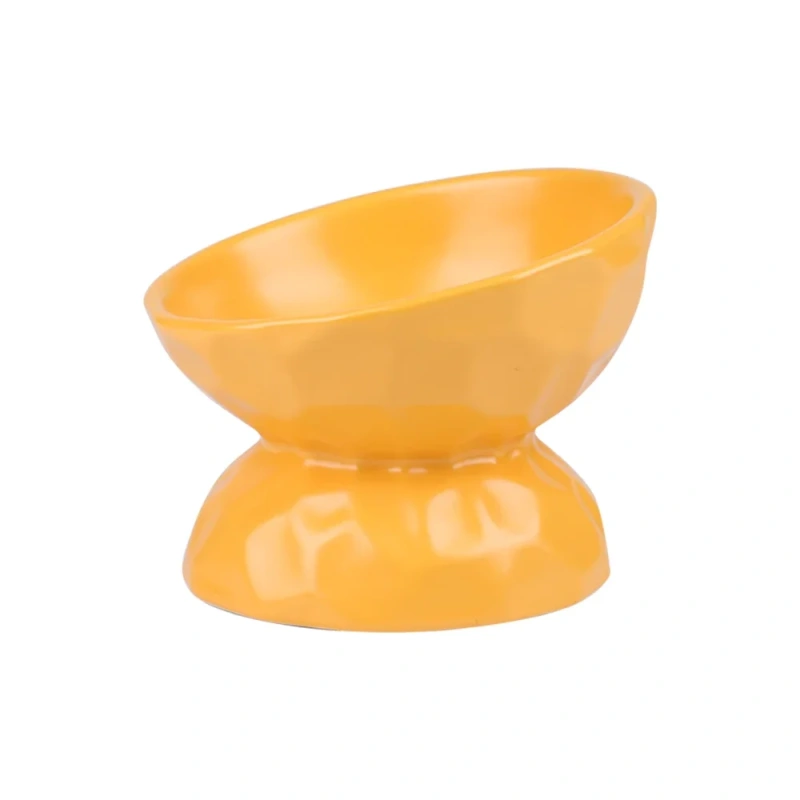ceramic Raised Cat Bowls, Tilted Elevated Food or Water Bowls , Stress Free, Backflow Prevention, Dishwasher and Microwave Safe