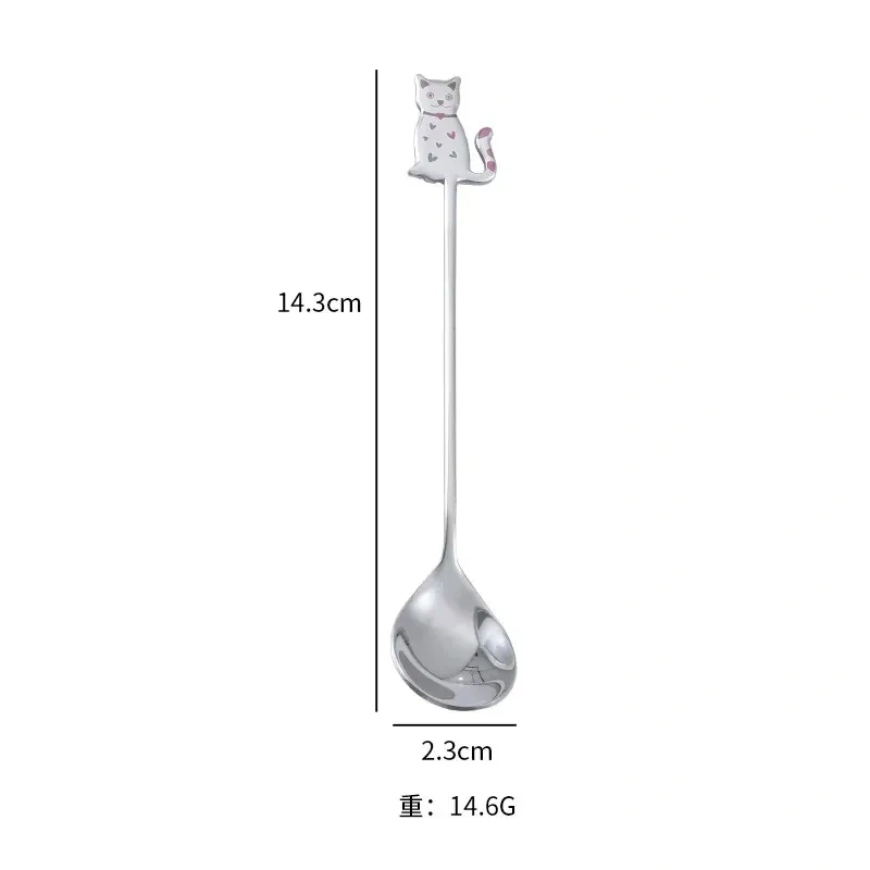 New Cute Cat 304 Stainless Steel Spoon Hollow for Ice Cream Coffee Tea Dessert Spoon Kitchen Tableware Customize Logo Name