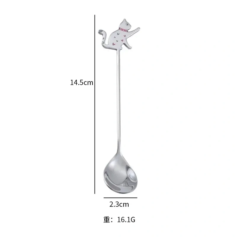 New Cute Cat 304 Stainless Steel Spoon Hollow for Ice Cream Coffee Tea Dessert Spoon Kitchen Tableware Customize Logo Name