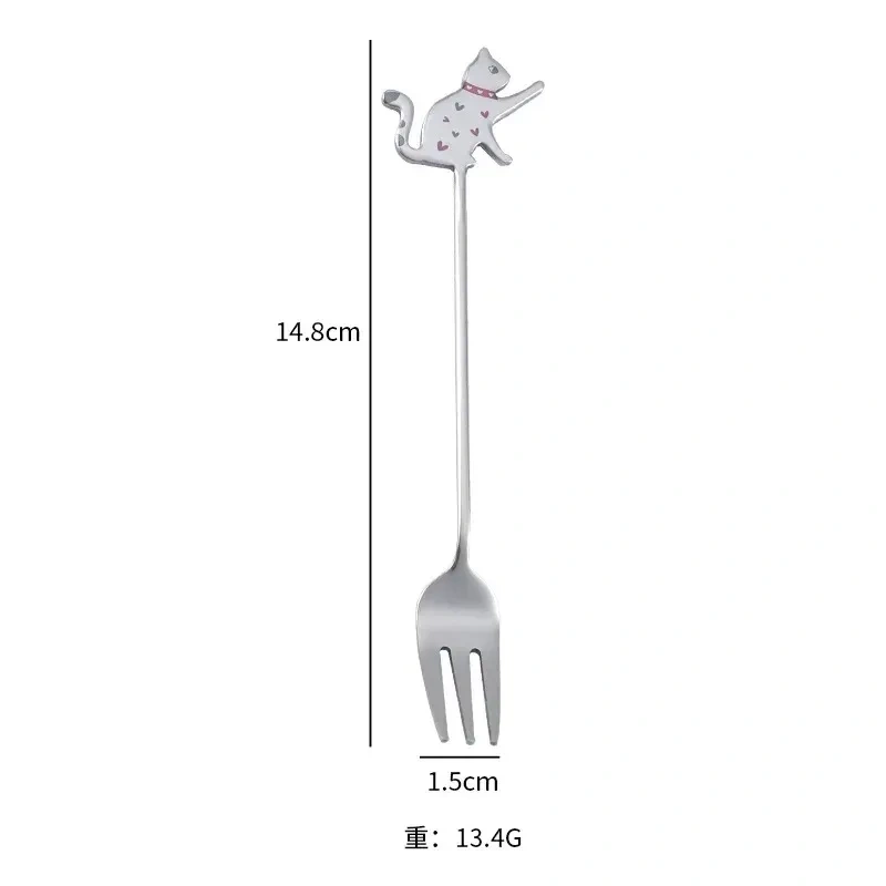 New Cute Cat 304 Stainless Steel Spoon Hollow for Ice Cream Coffee Tea Dessert Spoon Kitchen Tableware Customize Logo Name