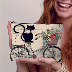 Cat, Strawberry Girl, Friendship Pattern, Travel Supplies Bag, Waterproof Polyester Zipper Bag