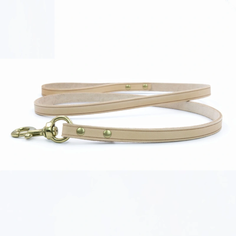 Pet collar leather cowhide vegetable tanned leather dog neck ring collar pure handmade ironing leash set