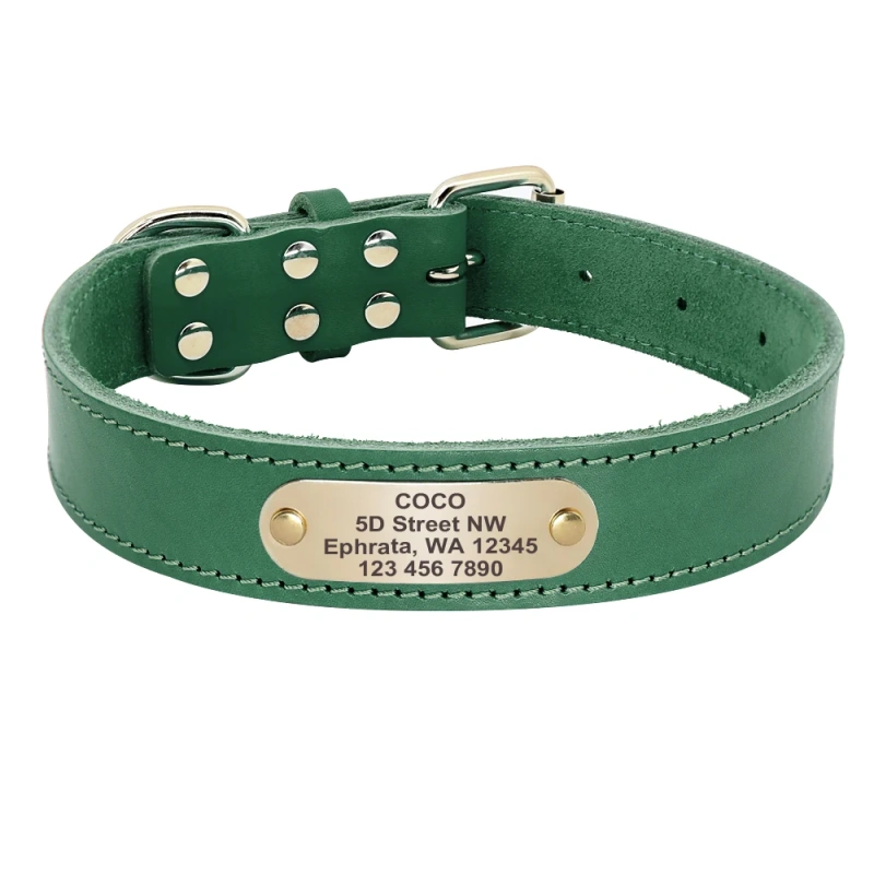 Real Leather Large Dog Collar Personalized Genuine Leather Medium Large Dog Collars Custom Pet Collars for Dogs Engrave Name