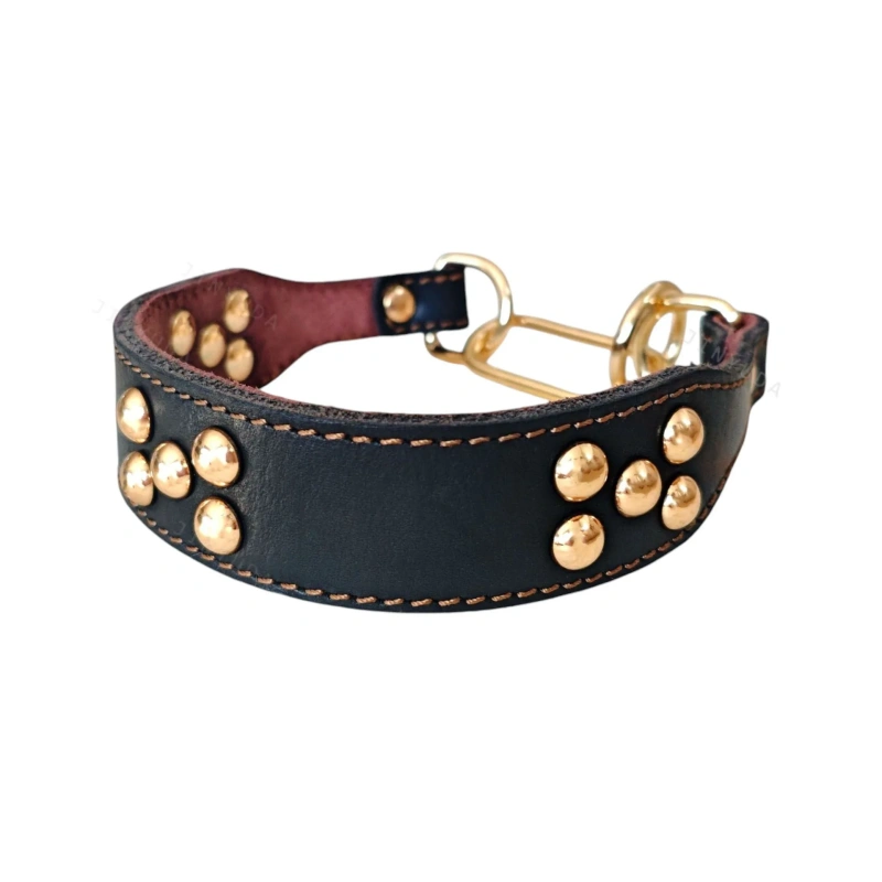 Luxury leather dog collar, mushroom nail rivet genuine leather pet collar, widened, dog neck ring, Greyhound fine dog