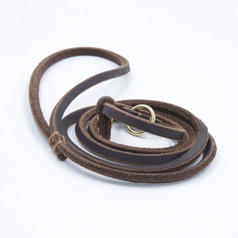 Soft Genuine Leather Pet Slip Leash Dog Lead and Collar Combo Adjustable for Small Dogs Puppy Walking Leash Doggy Slip P Chain