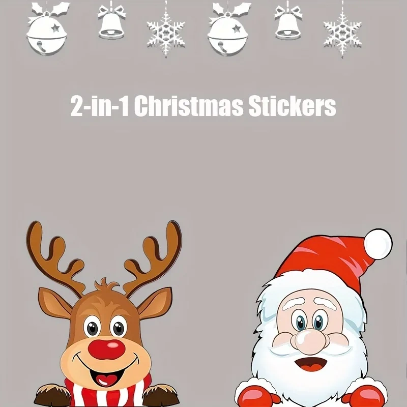 Merry Christmas vehicle stickers, waterproof Santa and reindeer window grilles, suitable for car computer stickers car sticker