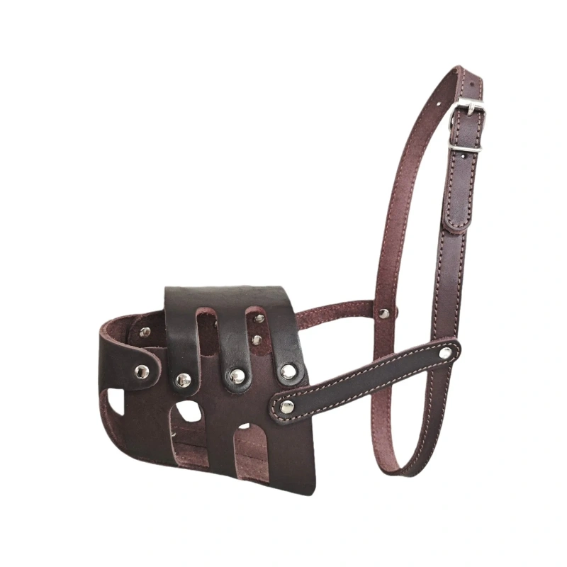 Genuine leather big dog muzzle, dog anti-bite adjustable muzzle, suitable for horse dog, German shepherd and big dog
