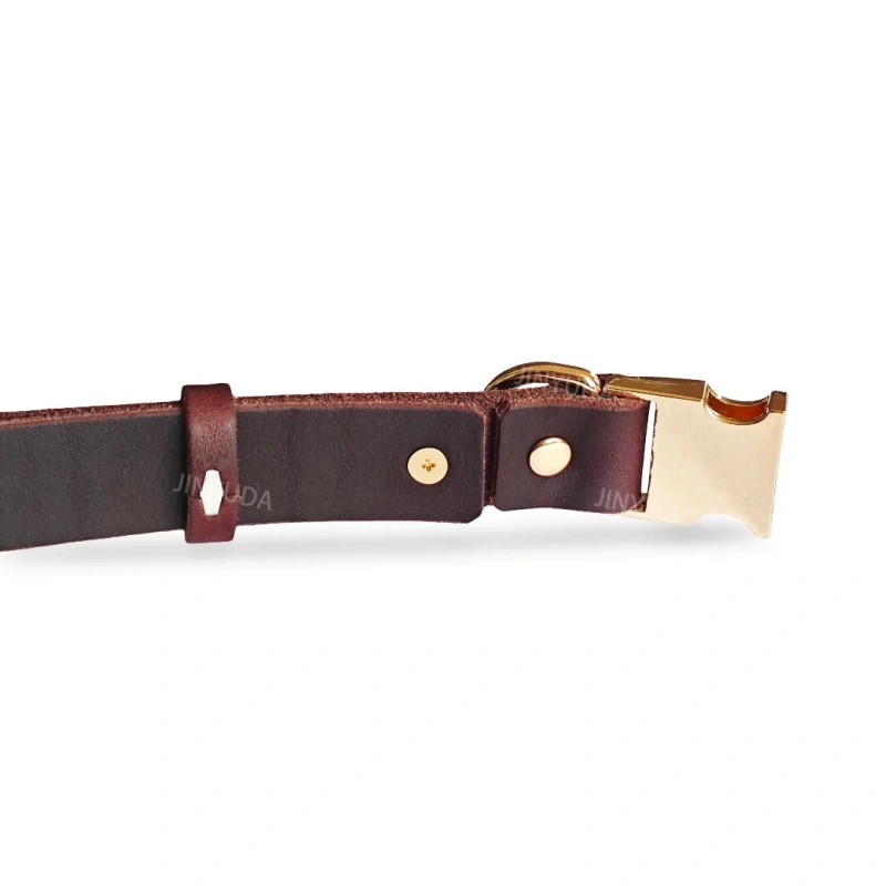 Luxury leather dog collar, genuine leather pet collar, handmade dog neck collar with top layer cowhide and metal buckle