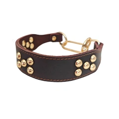 Luxury leather dog collar, mushroom nail rivet genuine leather pet collar, widened, dog neck ring, Greyhound fine dog