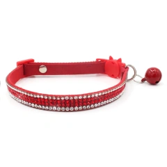 Free shipping Cat Collar Rhinestone Breakaway Shiny Pet Goats Necklace Collier Chain Quick Release Safety Soft Suede Luxury