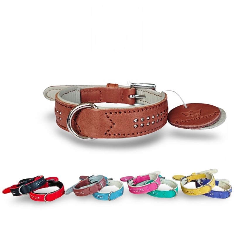 handmade Luxury genuine leather dog collar