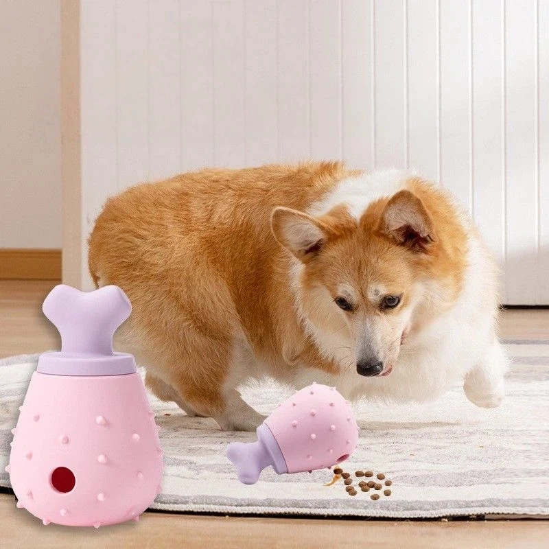 Pet Slow Feeding Toy Chicken Leg Shaped Teeth-Cleaning Chew Toy for Dogs and Cats Fun Interactive Slow Feeding Ball