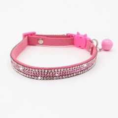Free shipping Cat Collar Rhinestone Breakaway Shiny Pet Goats Necklace Collier Chain Quick Release Safety Soft Suede Luxury