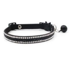 Free shipping Cat Collar Rhinestone Breakaway Shiny Pet Goats Necklace Collier Chain Quick Release Safety Soft Suede Luxury