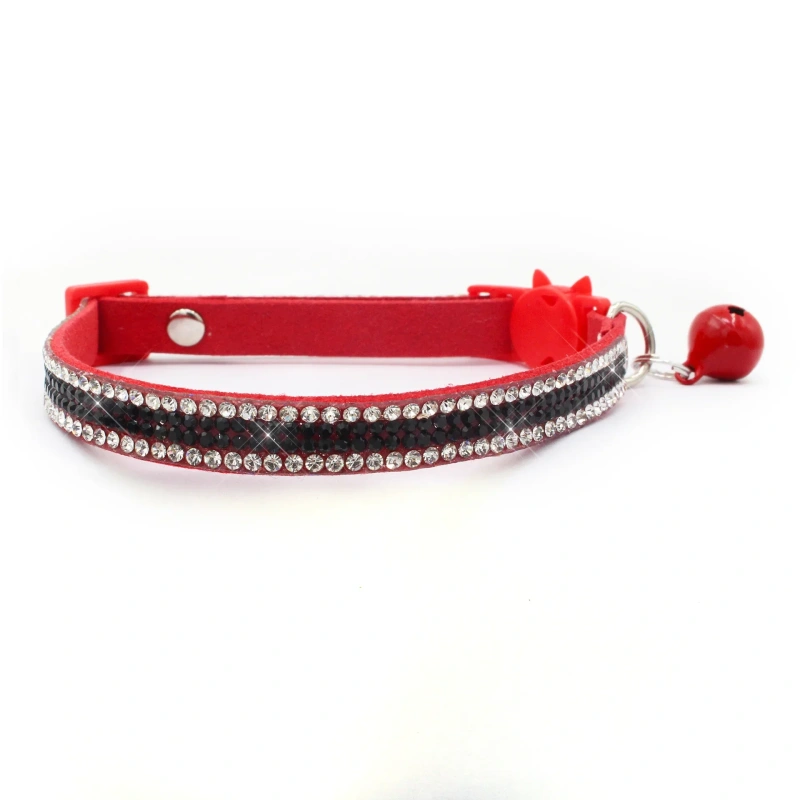 Free shipping Cat Collar Rhinestone Breakaway Shiny Pet Goats Necklace Collier Chain Quick Release Safety Soft Suede Luxury