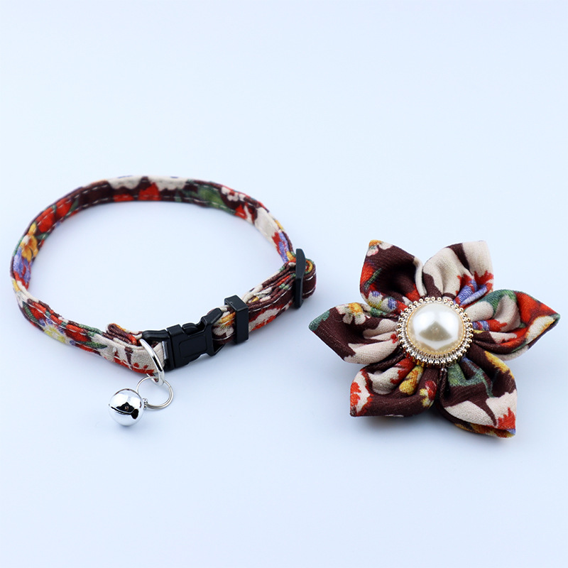 Flower Sashy Bell Adjustable Pet Cat Puppy Collar