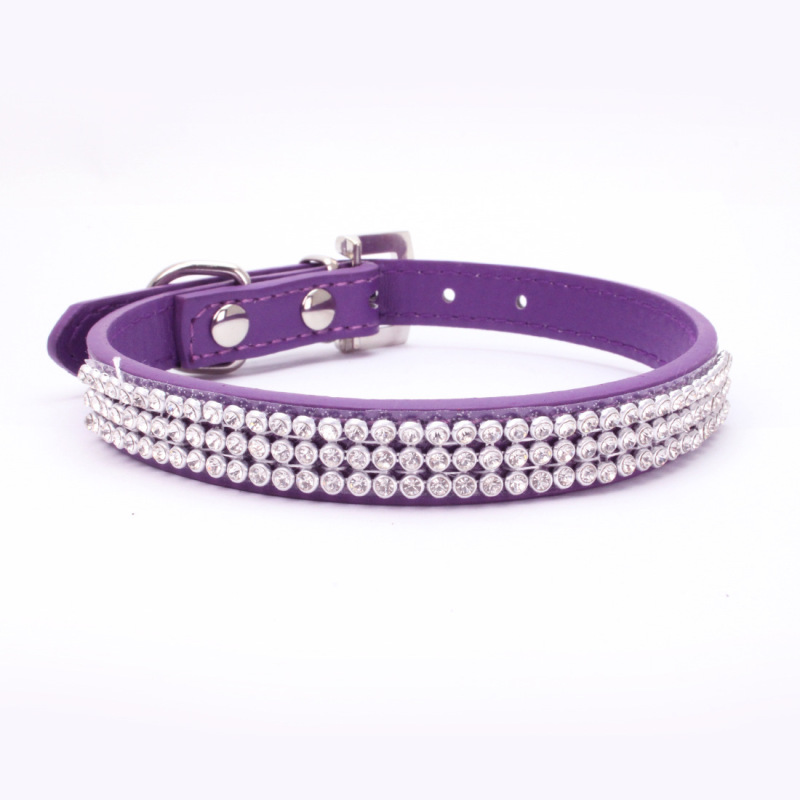 PU Leather Shiny Rhinestone Pet Collars for Small and Medium-sized Dogs，cat collar