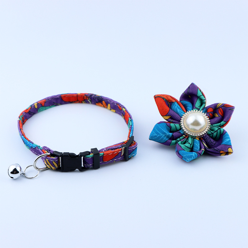 Flower Sashy Bell Adjustable Pet Cat Puppy Collar