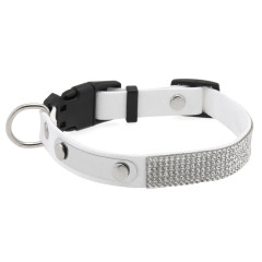 Rhinestone Cat Collar Leather Stainless Steel Engraved