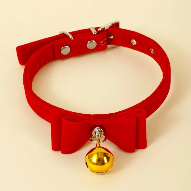 Soft Velvet Cat Collar With Gold Bells Bow tie Christmas collar For Cat Small Dog Kitten Accessories Puppy Necklace Chihuahua