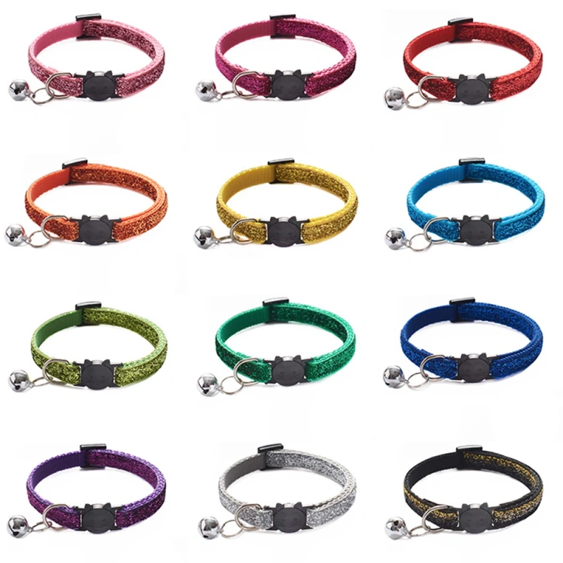 10Pcs Wholesale With Bell Collars Delicate Safety Casual Nylon Dog Collar Neck Strap Colorful Adjustable Bell Pet Cat Dog Collar