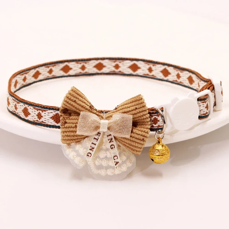 Pet Collar Adjustable Colorful Lace Flower Cat Collar Puppy Accessory Necklace Pet Collar Kitten Cute Dog Bell Cat Product