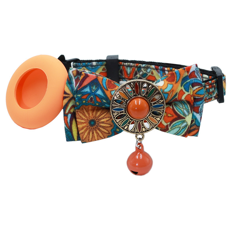 18-28cm Bohemian Style Cat Adjustable Collar Vintage Gorgeous Bow Bell