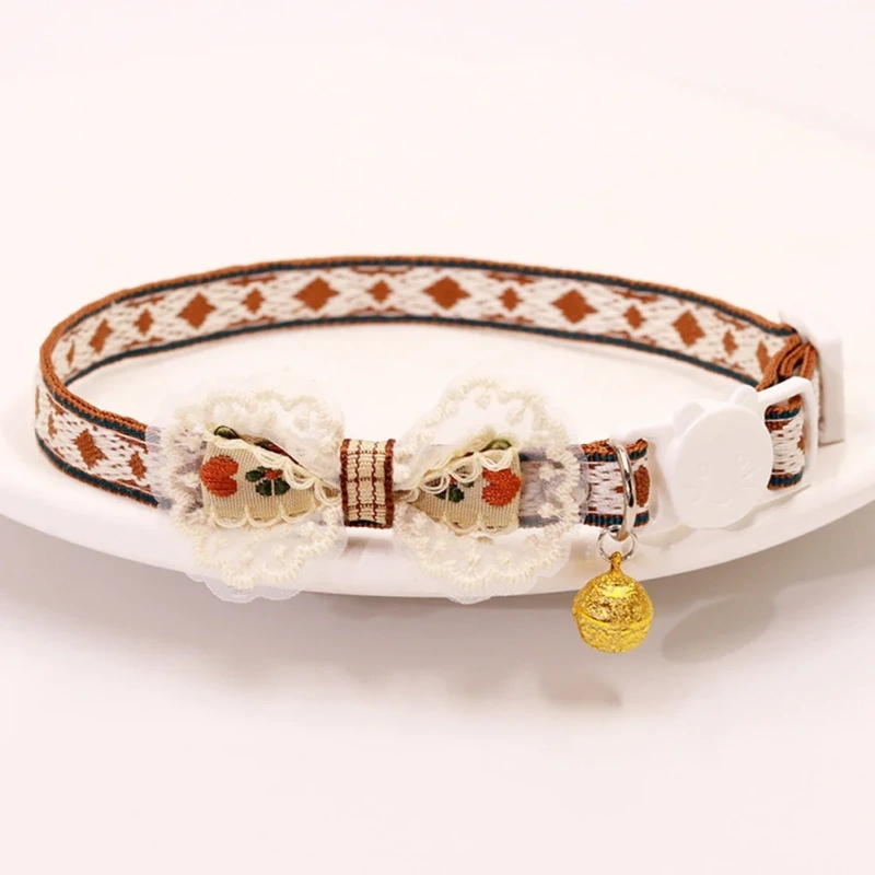 Pet Collar Adjustable Colorful Lace Flower Cat Collar Puppy Accessory Necklace Pet Collar Kitten Cute Dog Bell Cat Product