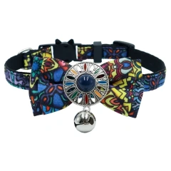 18-28cm Bohemian Style Cat Adjustable Collar Vintage Gorgeous Bow Bell Pet Cat Small Dog Collar Pet Accessories