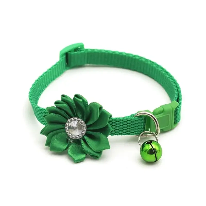 Small Cat Dog Collar Flower Bell Pet Neck Strap Adjustable Easy Wear Buckle Lovely Cat Necklace Cat Accessories Wholesale