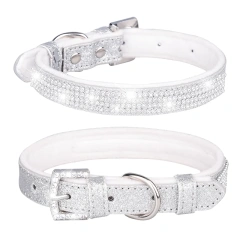 CP326--pet dog & cat collar with Shining diamonds and sparkling fabric, soft lint bottom.