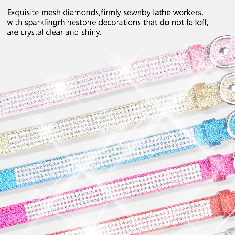 CP326--pet dog & cat collar with Shining diamonds and sparkling fabric, soft lint bottom.