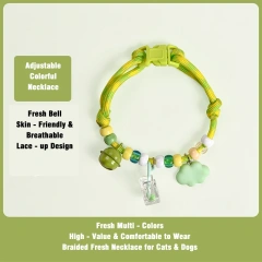 Pet Collar for Dogs & Cats, Adjustable Necklace with Bell, Anti - Loss, Breathable & Lightweight, Colorful Beads Design