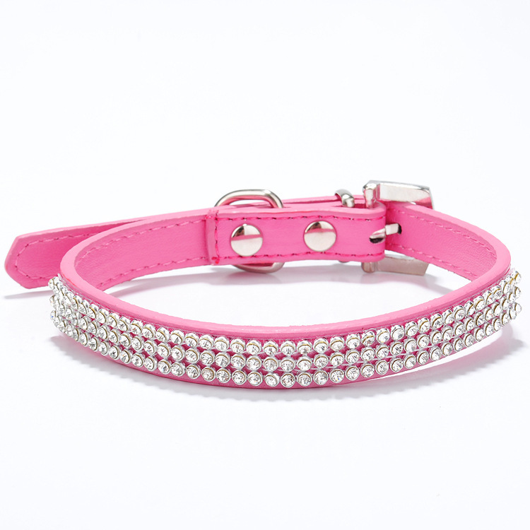 PU Leather Shiny Rhinestone Pet Collars for Small and Medium-sized Dogs，cat collar